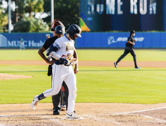 Charleston RiverDogs catcher Nathan Flewelling