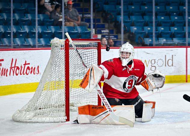 Vancouver Giants in the net against the Kamloops Blazers