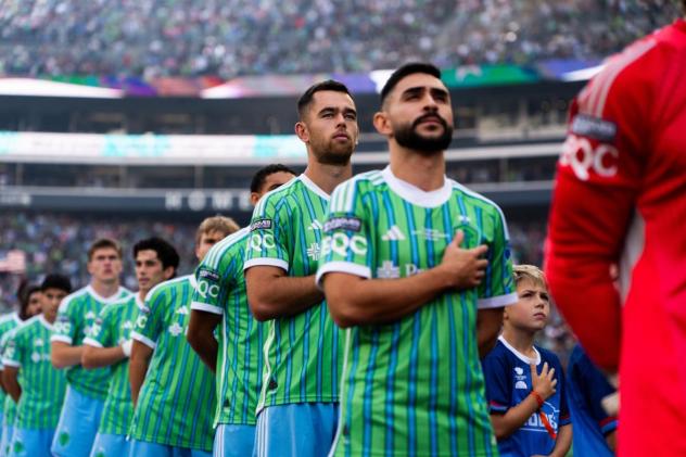 Sounders FC during the National Anthem