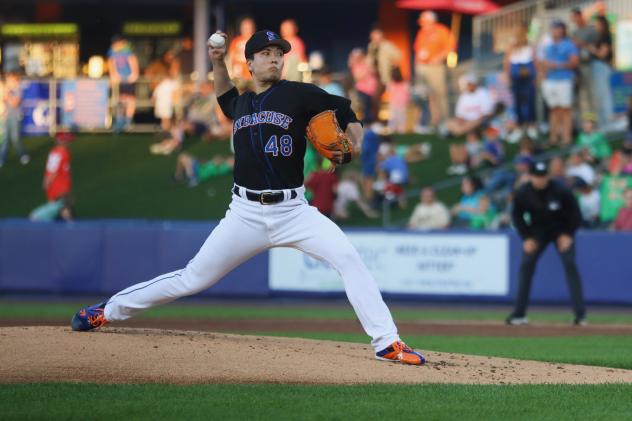 Syracuse Mets' Kodai Senga on the mound