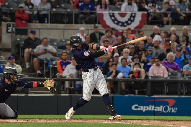 Dylan Jasso of the Somerset Patriots takes a swing