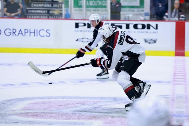 Vancouver Giants' Aaron Obobaifo on the ice