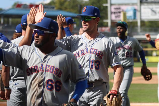 Luke Ritter (#13) of the Syracuse Mets