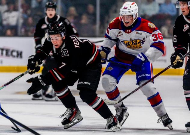 Red Deer Rebels defenceman Nate Yellowaga (left)