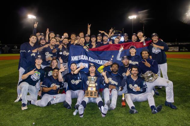 Kane County Cougars celebrate their American Association championship
