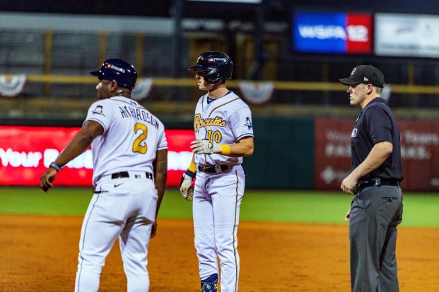 Montgomery Biscuits shortstop Brayden Taylor (right) and Bench Coach Ronnie Richardson
