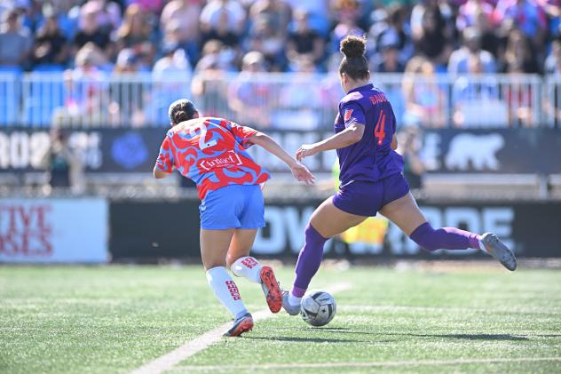 Calgary Wild FC forward Jorian Baucom readies a kick