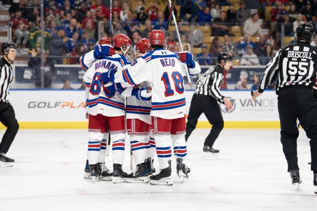 Kitchener Rangers' Luca Romano and Cameron Reid on game night