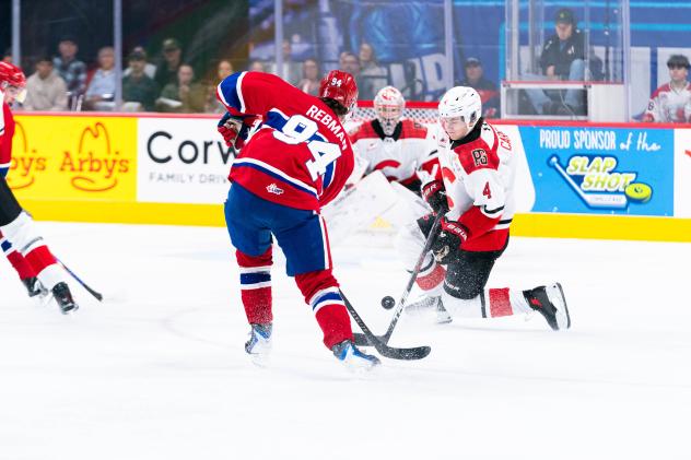 Spokane Cheifs' Smyth Rebman versus Prince George Cougars' Carson Carels