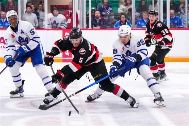 Belleville Senators centre Wyatt Bongiovanni against the Toronto Marlies