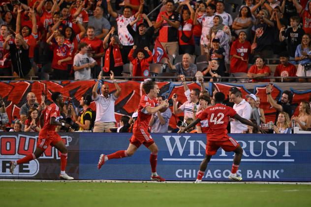 Chicago Fire FC celebrate a goal
