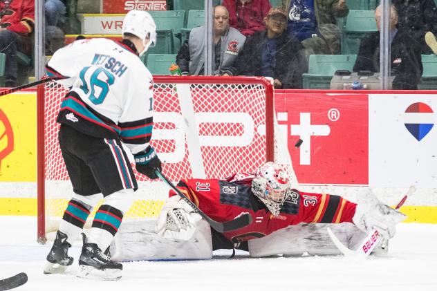 Kelowna Rockets right wing Carson Wetsch vs. the Prince George Cougars