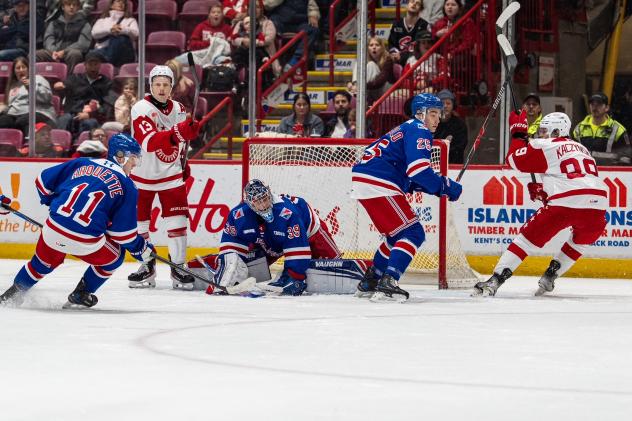 Kitchener Rangers goaltender Jason Schaubel vs. the Soo Greyhounds