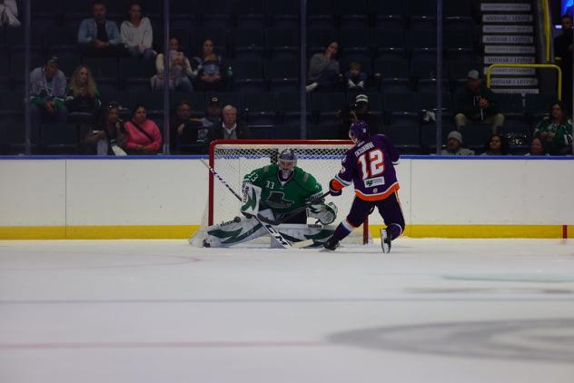 Florida Everblades' Cam Johnson versus Orlando Solar Bears' Reece Newkirk