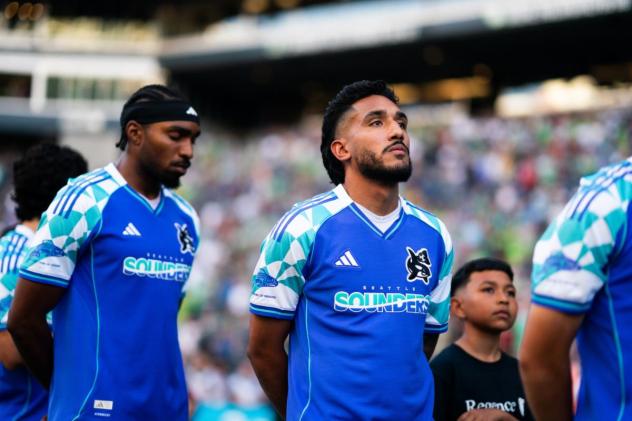 Seattle Sounders FC wait on the pitch
