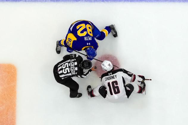 Vancouver Giants forward Blake Chorney in the faceoff circle