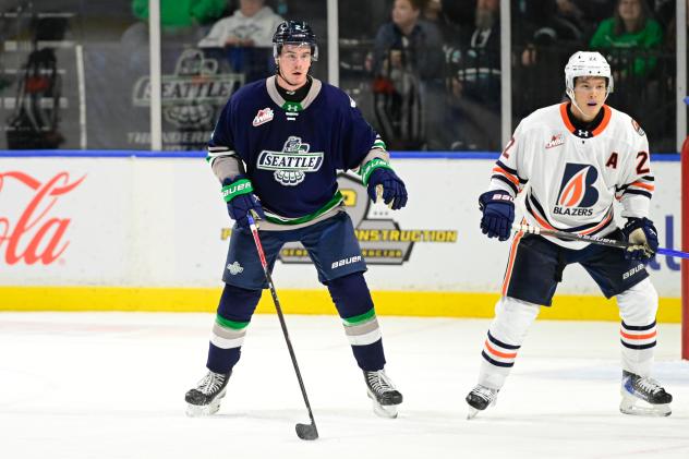 Defenceman Carter Kowalyk with the Seattle Thunderbirds