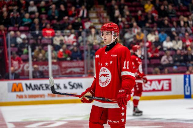 Forward Brady T. Smith with the Soo Greyhounds