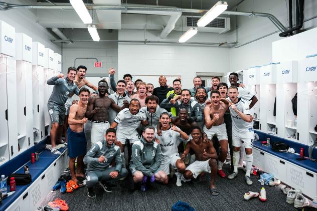 Rhode Island FC celebrates their playoff berth