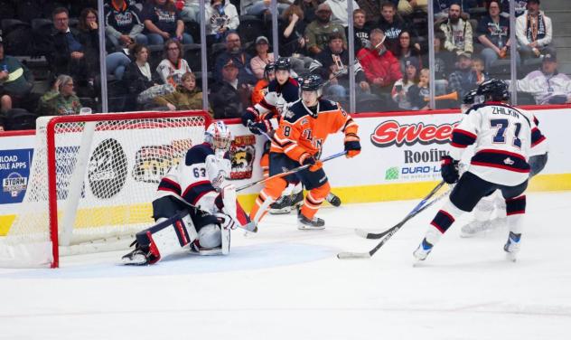 Saginaw Spirit goaltender Stepan Shurygin vs. the Flint Firebirds