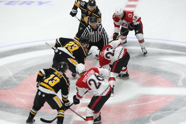 Wheeling Nailers line up against the Cincinnati Cyclones