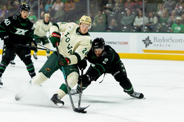 Iowa Wild's Oskar Olausson versus Texas Stars' Trey Taylor