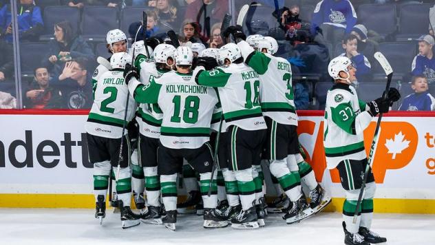 Texas Stars celebrate the overtime winner