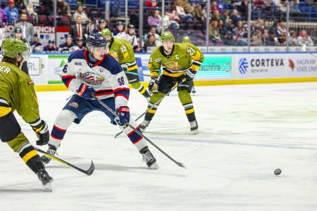 Saginaw Spirit right wing Nikita Klepov vs. the North Bay Battalion
