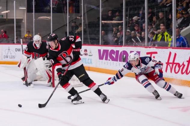 Belleville Senators defenceman Lassi Thomson vs. the Hartford Wolf Pack