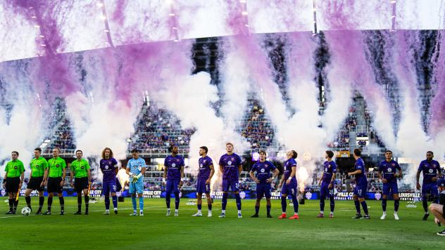 Louisville City FC during pregame introductions