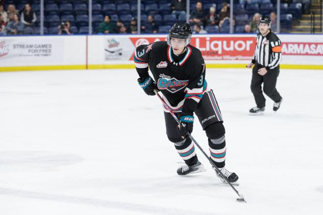 Kelowna Rockets' Owen Hayden on the ice