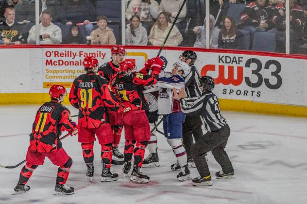 Allen Americans battle the Tulsa Oilers