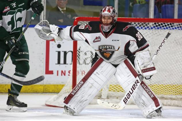Goaltender David Tendeck with the Vancouver Giants