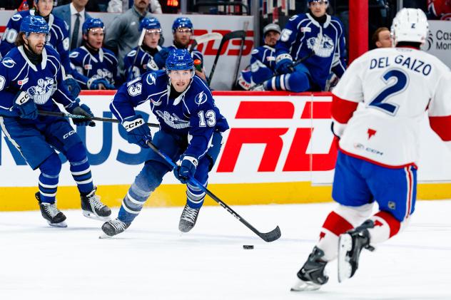 Syracuse Crunch left wing Brendan Furry vs. the Laval Rocket