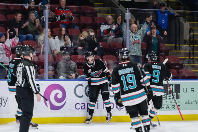 Kelowna Rockets celebrate a goal