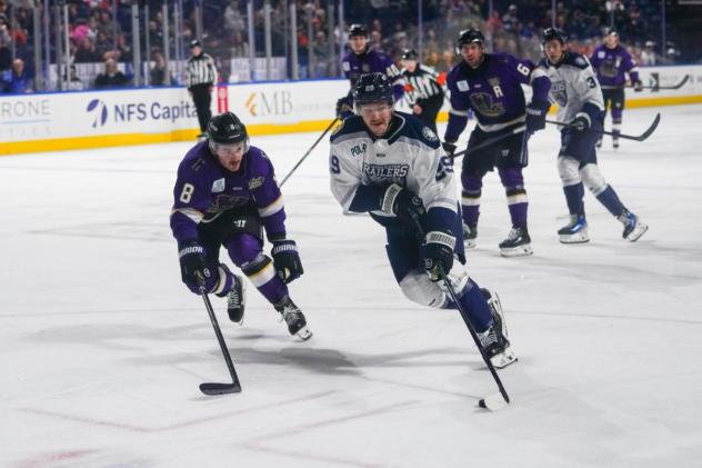 Worcester Railers forward Cole Donhauser vs. the Greensboro Gargoyles
