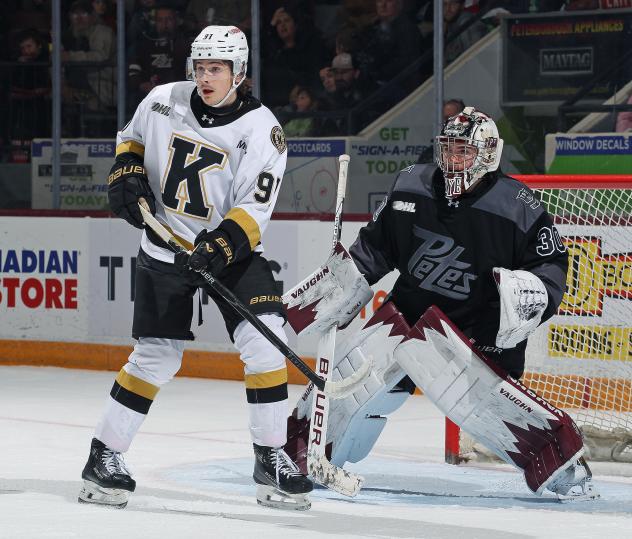 Peterborough Petes goaltender Easton Rye vs. the Kingston Frontenacs