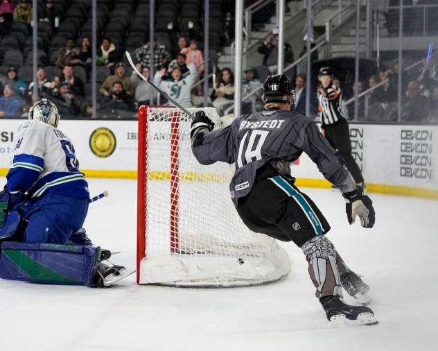 San Jose Barracuda's Filip Bystedt on the ice