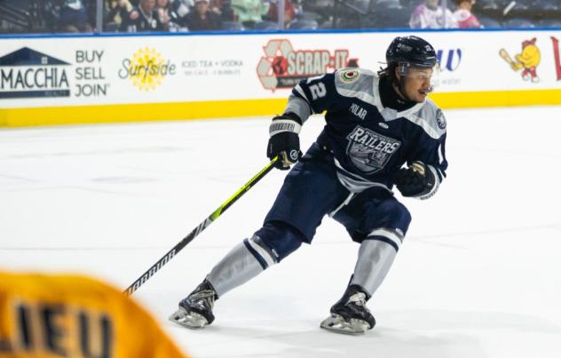 Forward Kolby Johnson with the Worcester Railers