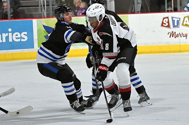 Vancouver Giants left wing Aaron Obobaifo vs. the Wenatchee Wild
