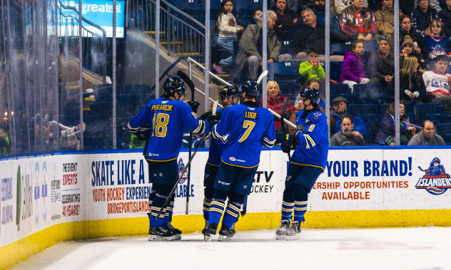 Springfield Thunderbirds gather following a goal