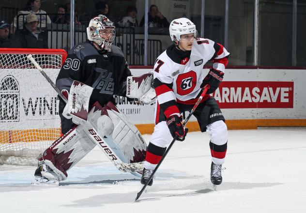 Peterborough Petes goaltender Easton Rye vs. the Ottawa 67's