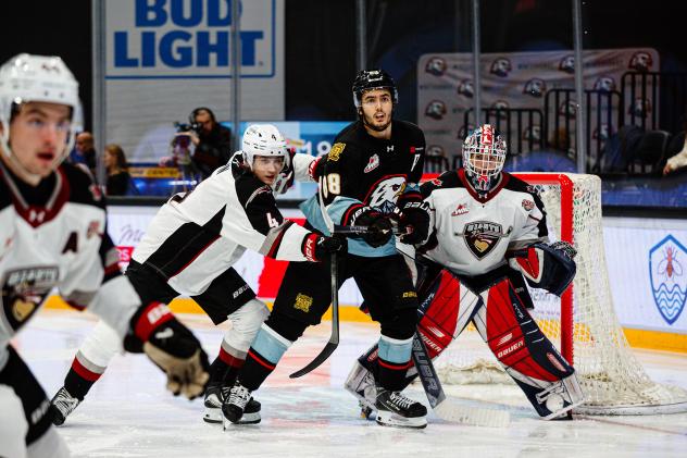 Vancouver Giants goaltender Kelton Pyne vs. the Portland Winterhawks