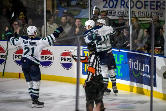 Maine Mariners celebrate a goal