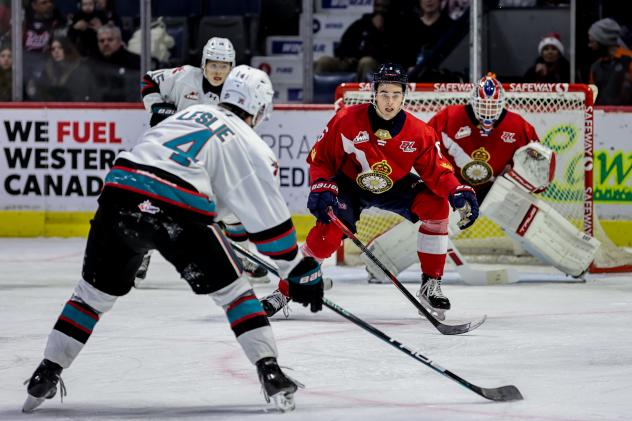 Kelowna Rockets' Mazden Leslie in action