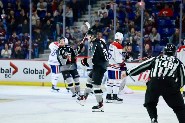 Vancouver Giants centre Brett Olson vs. the Spokane Chiefs