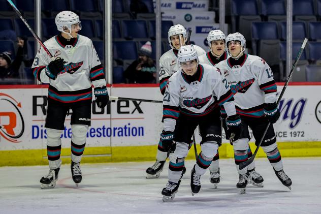 Kelowna Rockets centre Owen Folstrom leads the charge