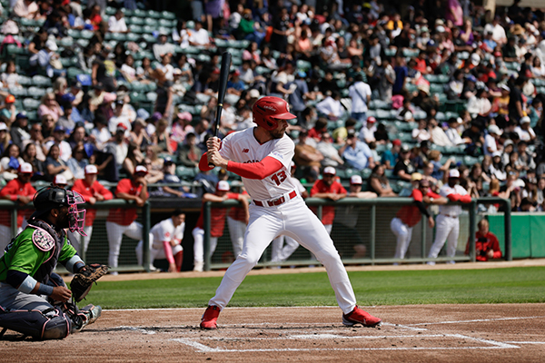 Max Murphy at bat for the Winnipeg Goldeyes