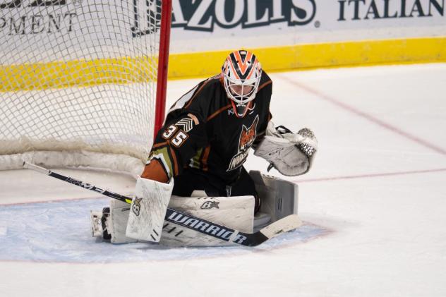 Goaltender Colby Muise with the Fayetteville Marksmen