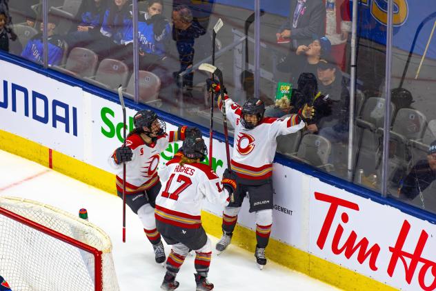 Ottawa Charge react after Rebecca Leslie's overtime goal